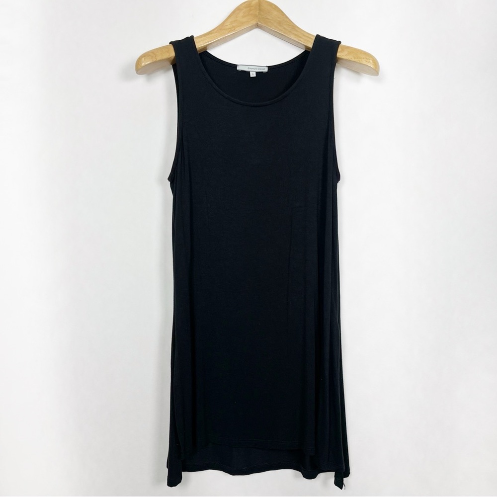 Emma’s Closet Women’s Black Sleeveless Bamboo Top‎ Size Small Split Hem